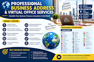 provide verified virtual business address or physical office address worldwide