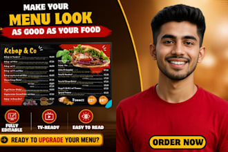 design a digital menu board for restaurant, tv screen or digital signage