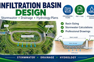design infiltration basin and stormwater drainage plans