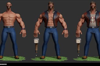 convert 2d to 3d character model, stl model from 2d sketch, image or concept art