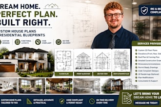 draw custom house plans residential architectural permit blueprints