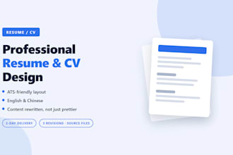 design a professional ats friendly resume or CV in english