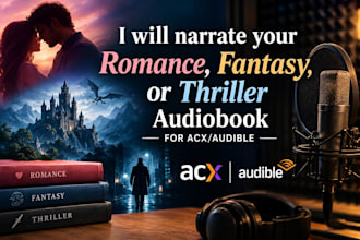 narrate your romance, fantasy, thriller audiobook for acx, audible