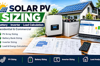 calculate and size solar pv systems, batteries, inverters and loads