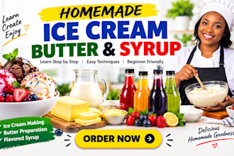 teach you how to make ice cream butter and flavored syrup