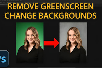 remove green screen, mask hair and retouch corporate business headshots