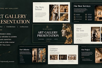 design a professional luxury art gallery or art presentation