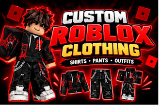 design custom roblox clothing, roblox shirts, pants and outfits