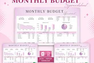 design custom full automation excel csv google spreadsheet,etsy budget planneres