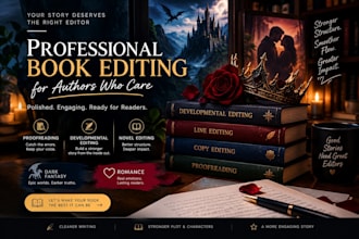 proofread, development book editing, novel book editor, dark fantasy romance