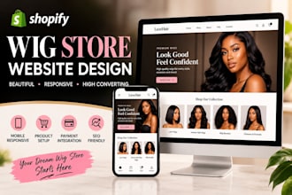 design a professional wig website or online wig store