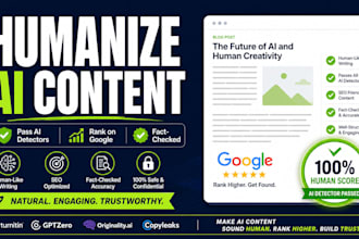 humanize ai content, fact check and SEO optimize to rank on google