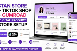 setup stan store, gumroad, tiktok shop, stan store marketing and digital product