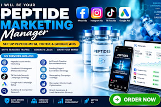 peptide marketing, set up peptide meta peptide ads on facebook ig tiktok google