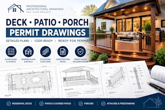 create deck patio porch permit plans and residential construction drawings