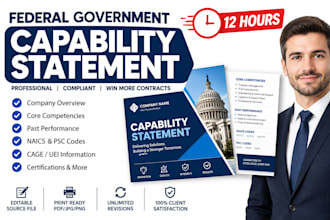 winning federal government capability statement, government contract in 12hrs