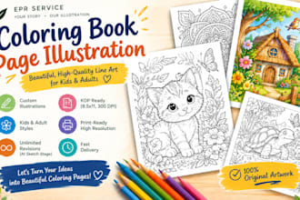 draw bold and easy coloring book pages for KDP