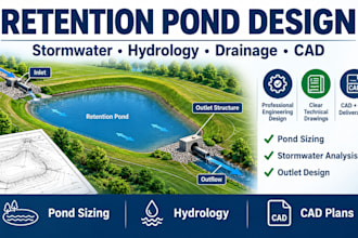 design retention ponds, detention basins and stormwater drainage