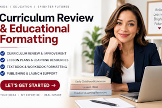 review curriculum, lesson plan, format educational textbook and kids workbook
