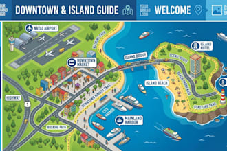 design custom maps for downtown market naval airport island highway hotel beach