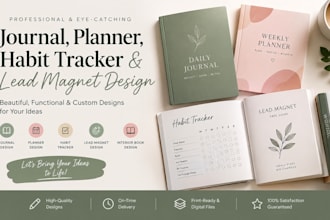design journal, planner, habit tracker, lead magnet, interior book design
