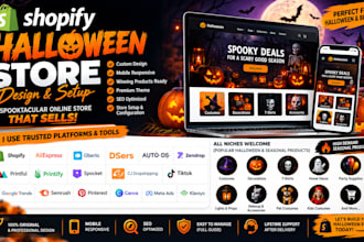 build  shopify store shopify dropshipping store halloween store christmas store