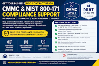 prepare cmmc and nist 800 171 compliance documentation for dod contracts