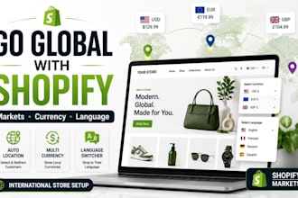 setup shopify markets multi currency autolocation geolocation language changer