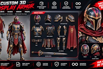 create custom 3d cosplay armor, helmet mask 3d sword  pros for 3d printing