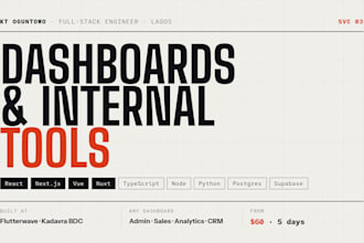 build a custom admin dashboard, crm or internal tool in react or vue