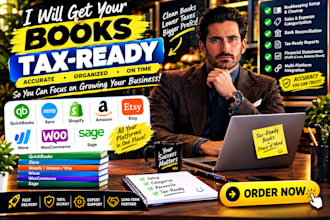 get books tax ready in quickbooks xero shopify amazon etsy wave woocommerce sage