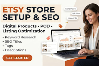 setup etsy store for digital products pod and etsy SEO listings