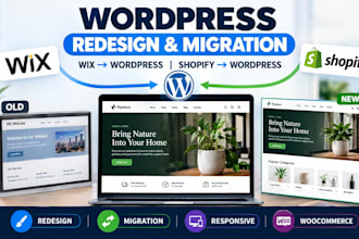 redesign wordpress website migrate wix or shopify to wordpress