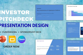design investor ready pitch deck, fundraising presentation, sponsorship deck PPT