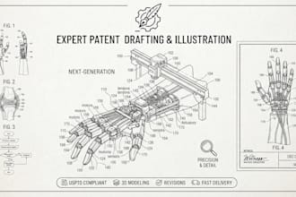 create patent drawings, uspto patent figures and technical patent illustrations