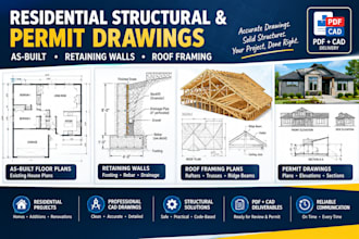 draw as built floor plans, permit drawings, retaining walls roof plans