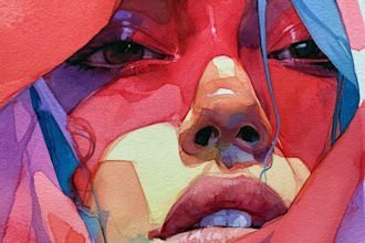 draw handmade watercolor portrait