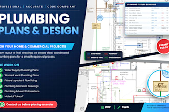 create plumbing plans, water supply, waste, vent and calculations