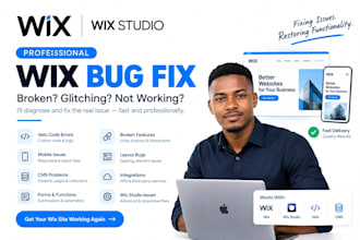 fix wix bugs, errors, broken features, velo code, and responsive issues