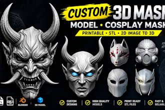 design custom 3d printable mask cosplay mask from 2d image