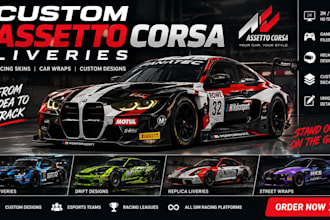 design custom assetto corsa livery, racing skins and car wraps