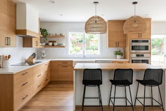 do kitchen interior design, dining livingroom, technical drawing with 3d render