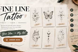 design a minimalist fine line tattoo with custom line art
