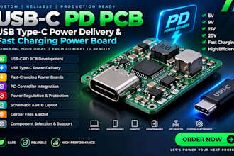 custom usb c pd pcb, usb type c power delivery and  fast charging power board