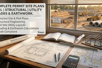 design civil site plan plot plan structural utility earthwork for permit