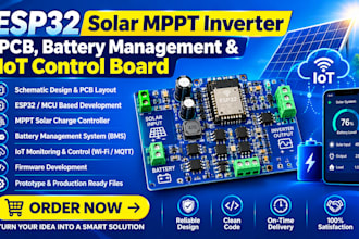 design esp32 solar mppt inverter pcb, battery management and iot control board