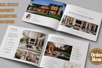 design property marketing realtor brochure, annual investment report booklet