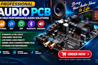 develop professional audio pcb for amplifiers, dac, dsp, bluetooth and speakers