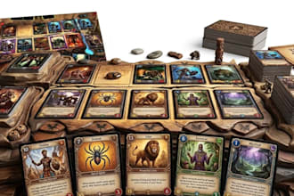 do card game design, board game artwork, and tcg card illustration