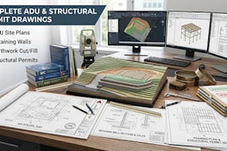 draft adu site plan retaining wall earthwork structural permit drawings